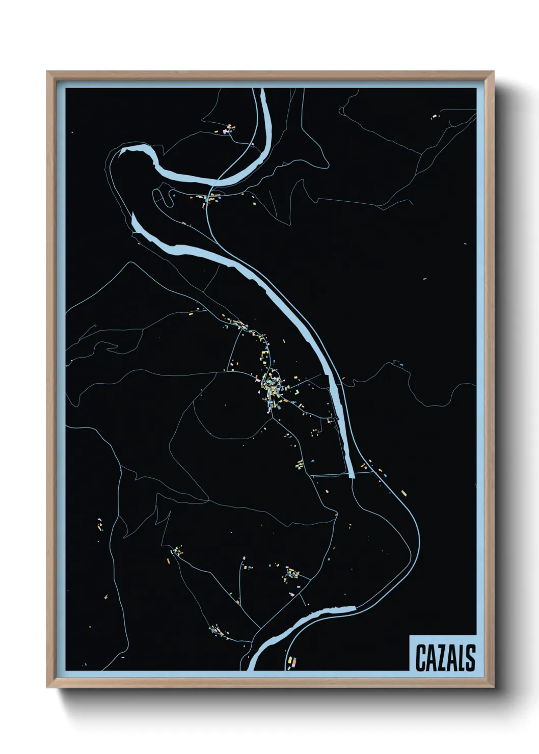 Une affiche de carte sur Cazals