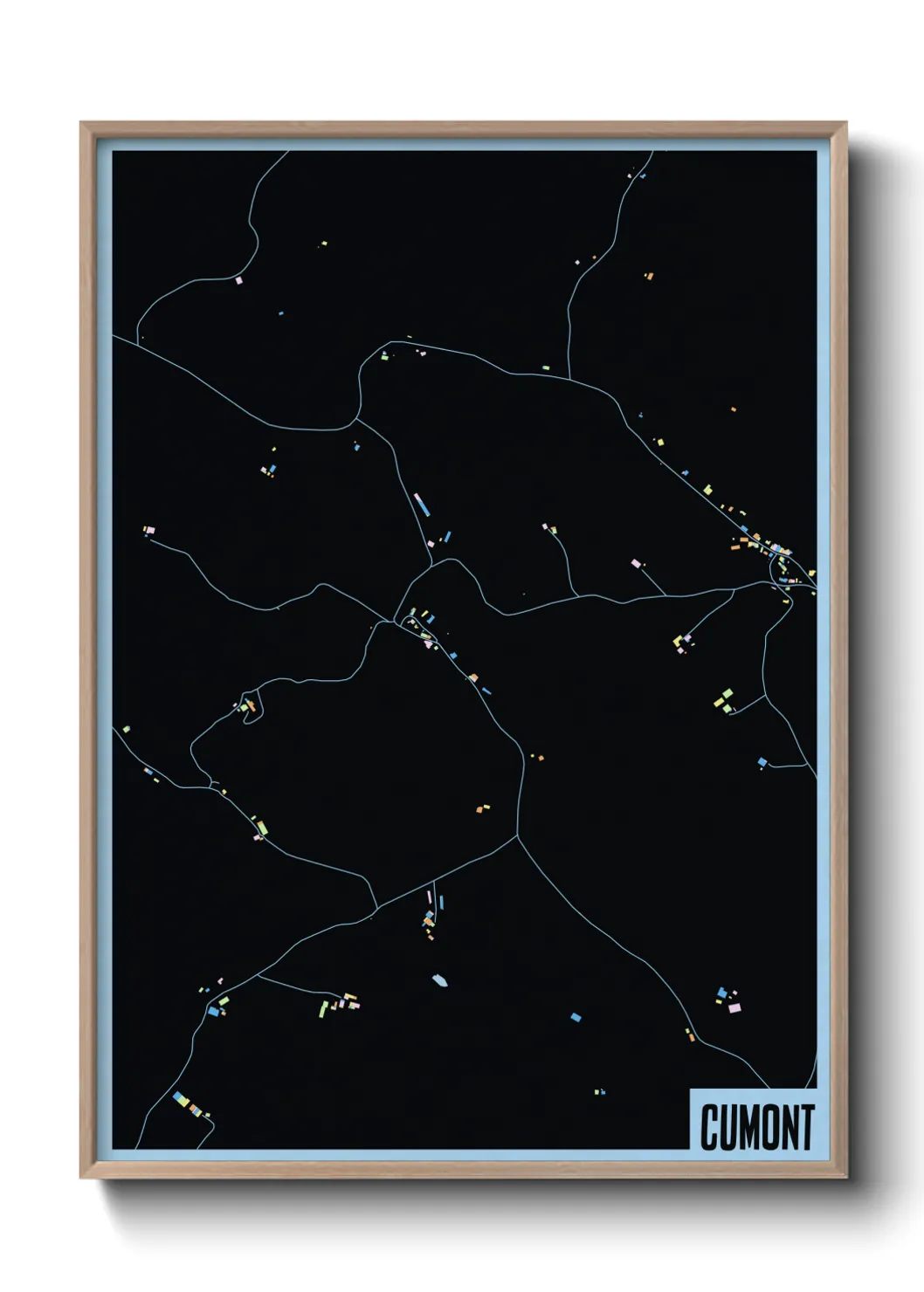 Une affiche de carte sur Cumont