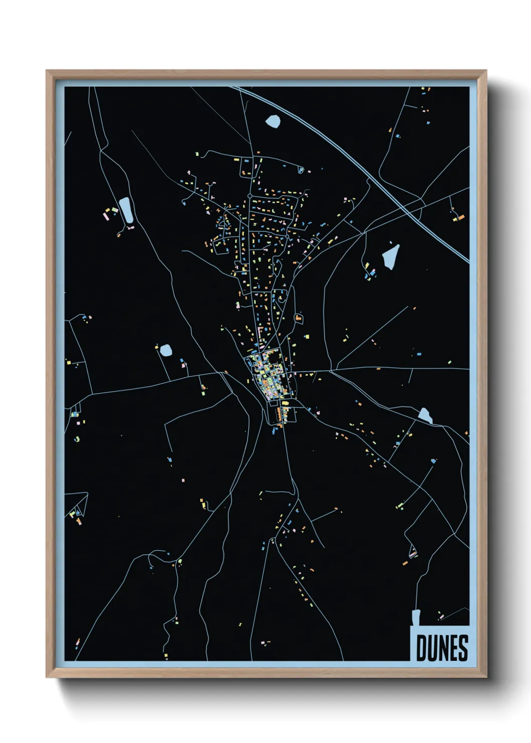 Une affiche de carte sur Dunes