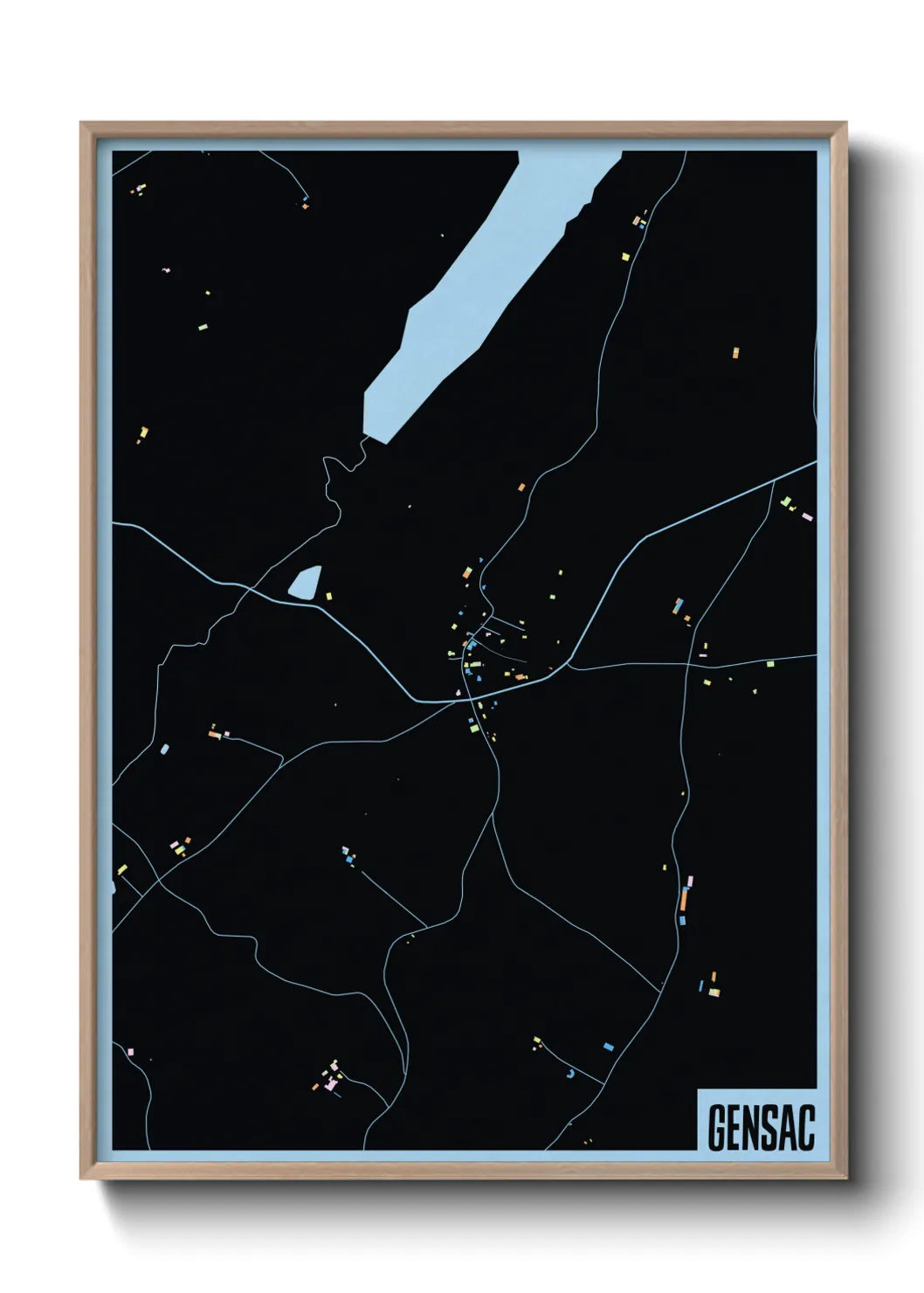 Une affiche de carte sur Gensac