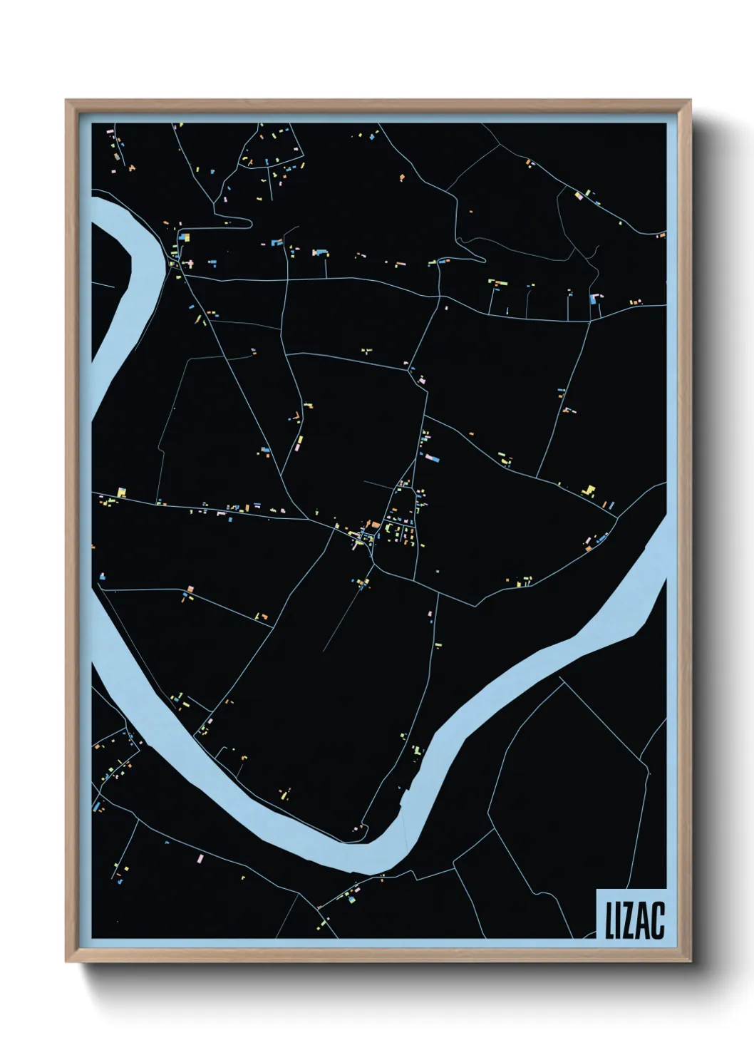 Une affiche de carte sur Lizac