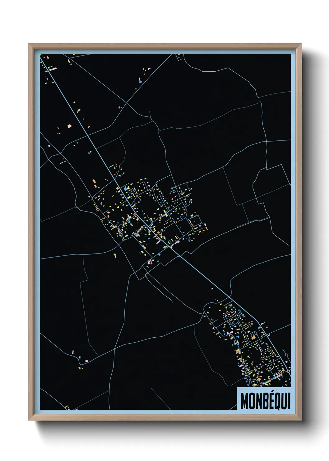 Une affiche de carte sur Monbéqui