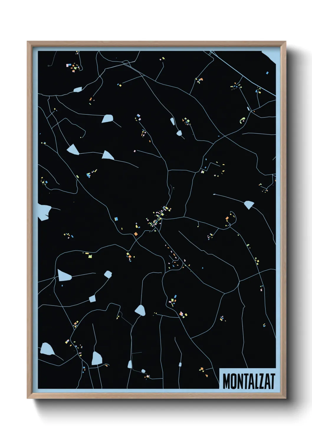 Une affiche de carte sur Montalzat