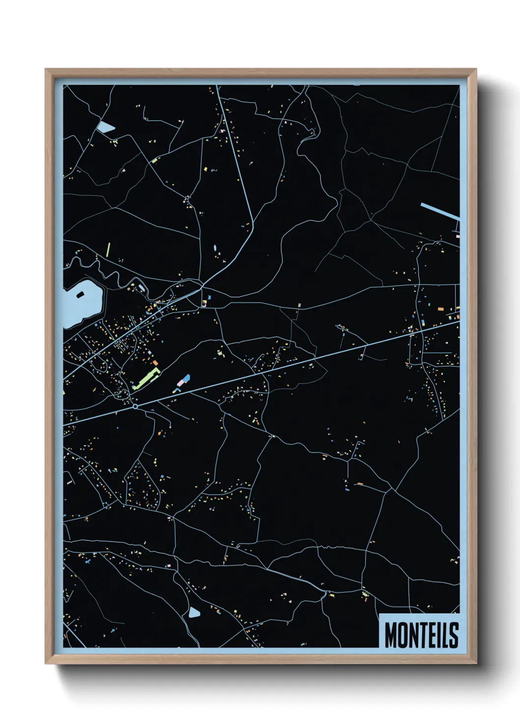 Une affiche de carte sur Monteils