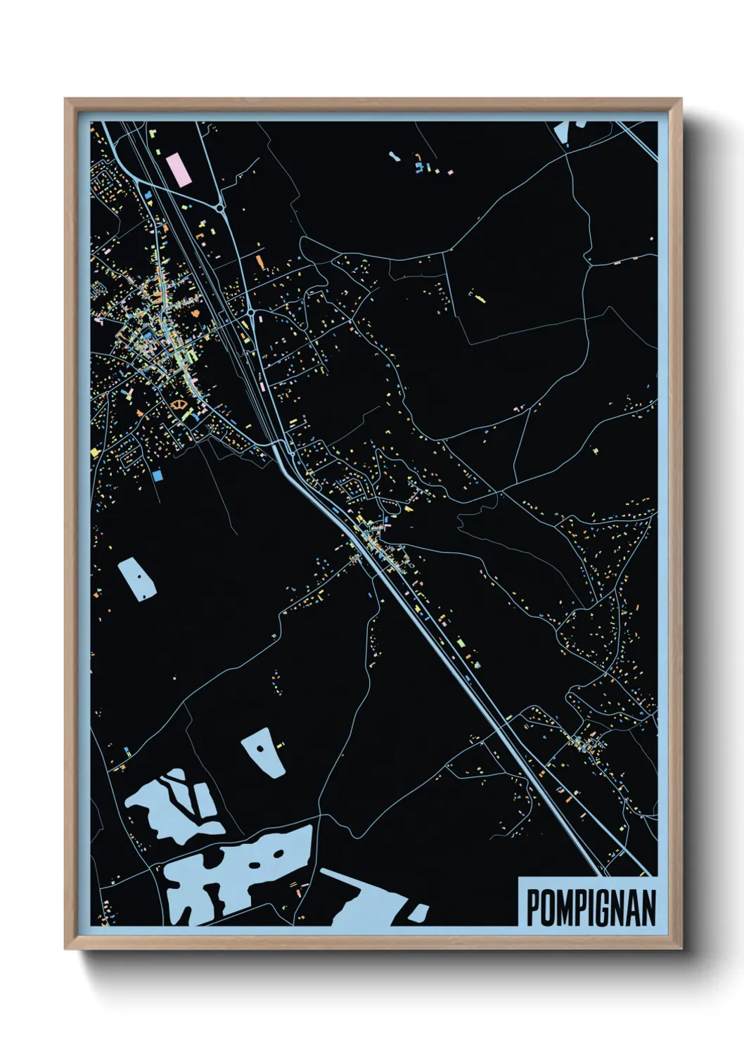 Une affiche de carte sur Pompignan