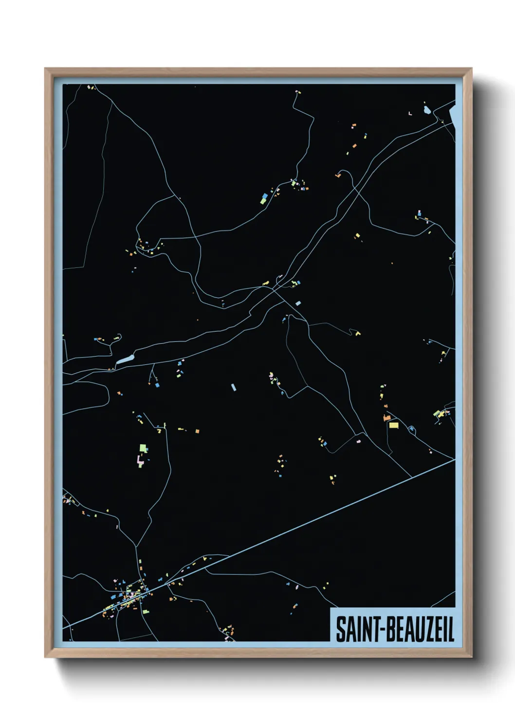 Une affiche de carte sur Saint-Beauzeil