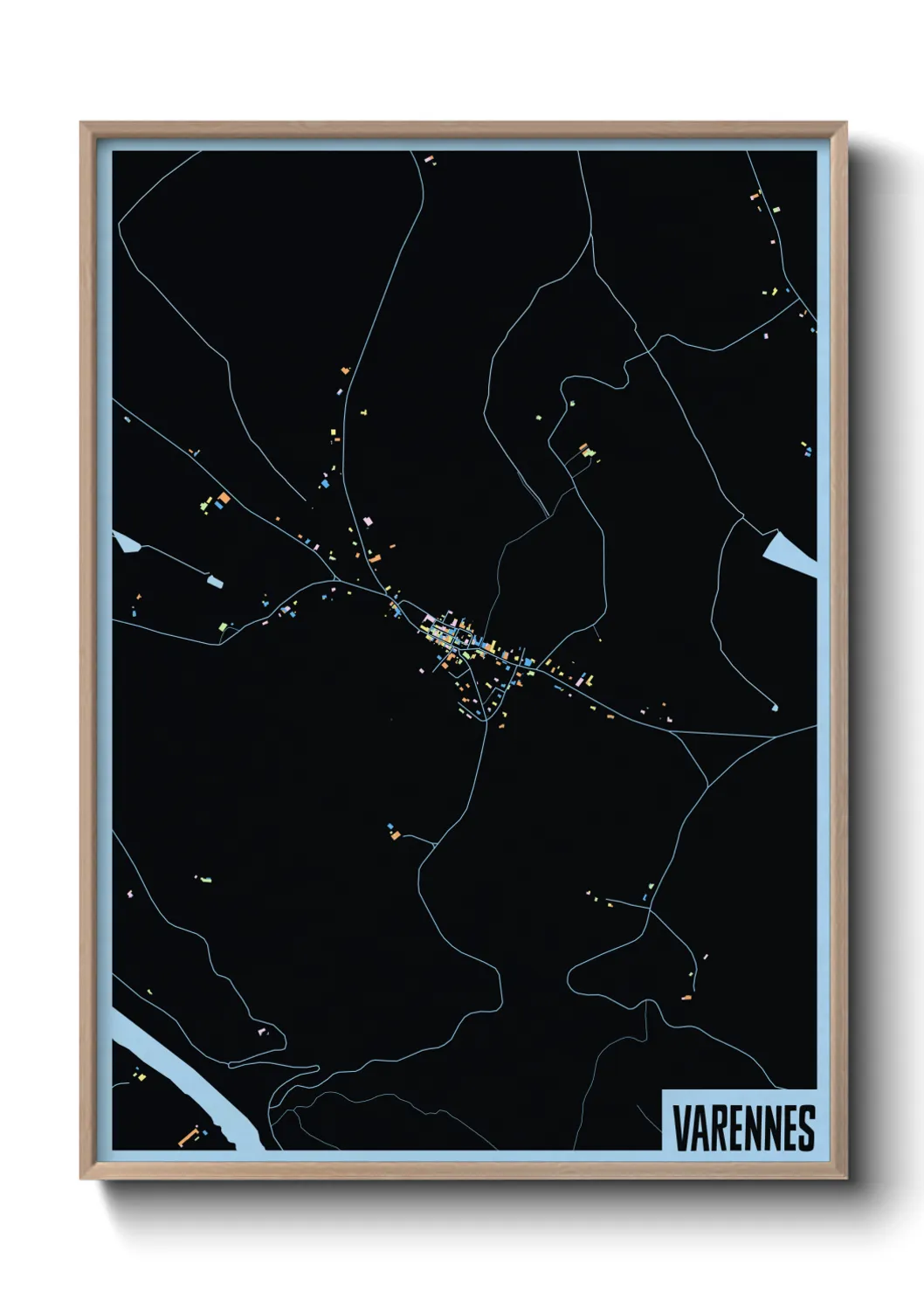 Une affiche de carte sur Varennes