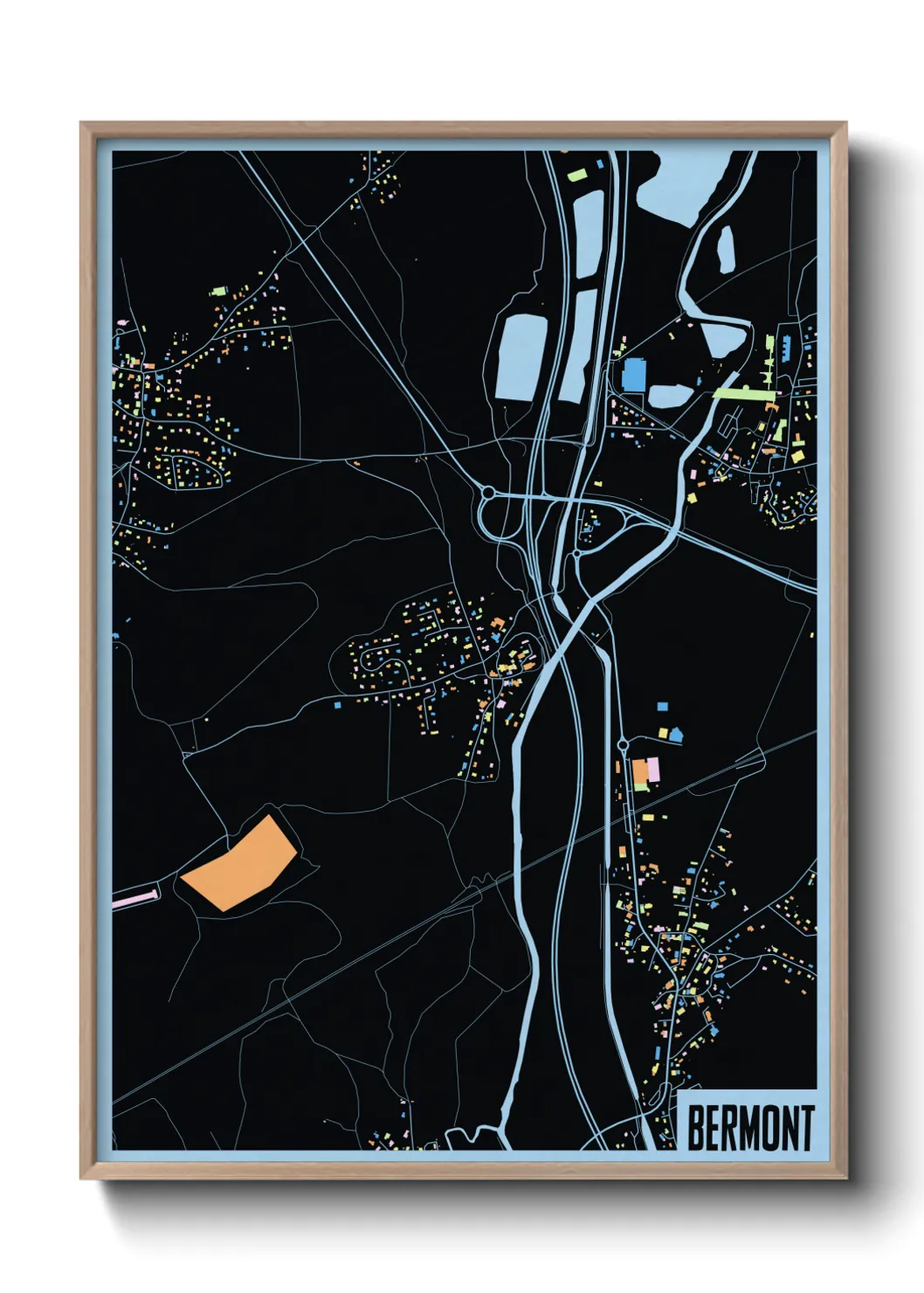 Une affiche de carte sur Bermont