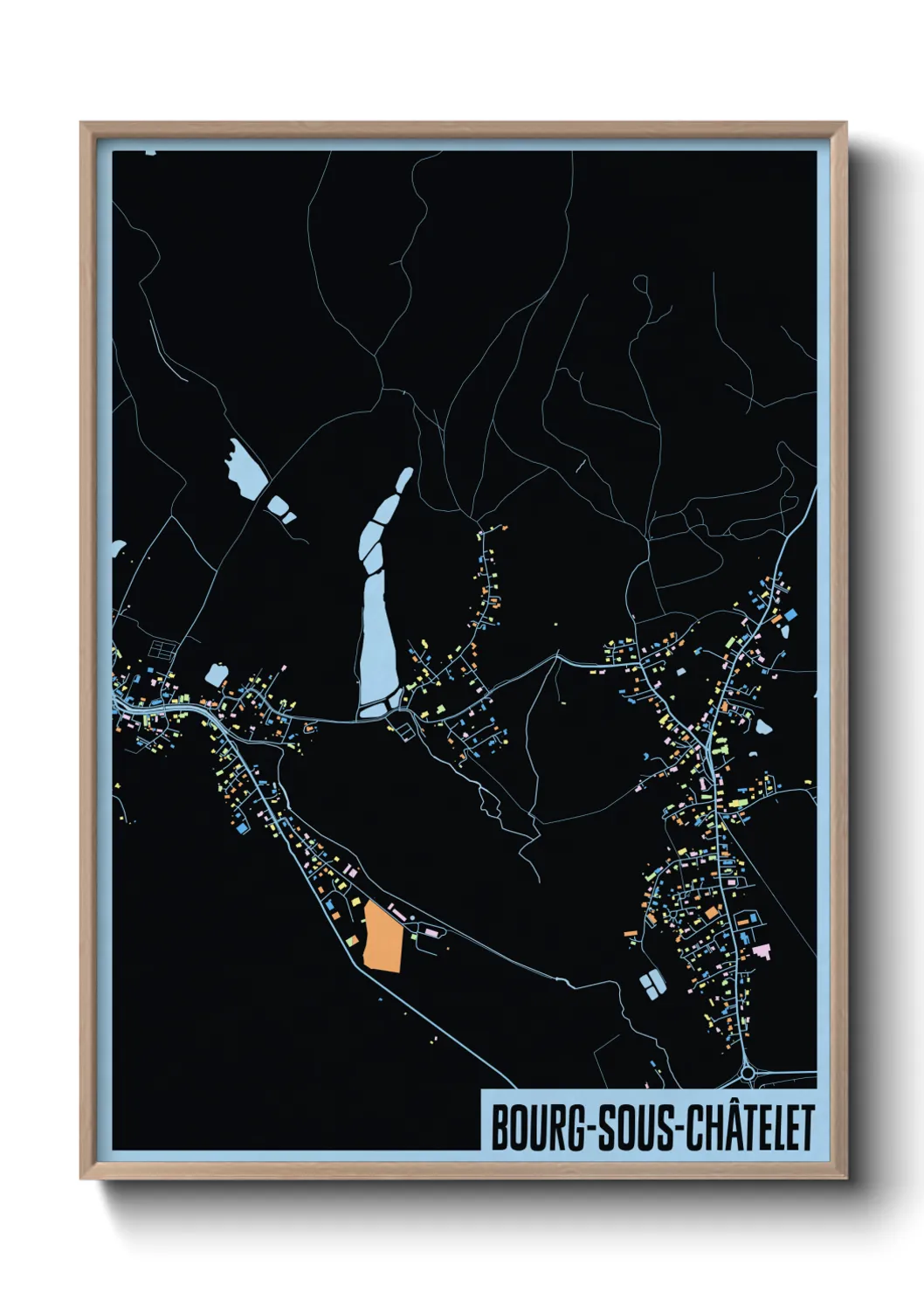 Une affiche de carte sur Bourg-sous-Châtelet