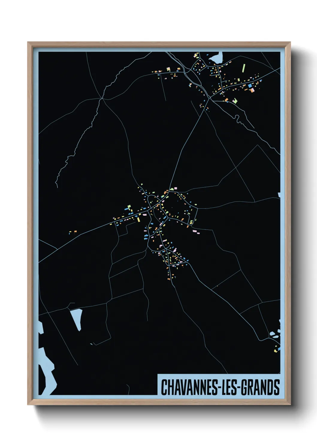 Une affiche de carte sur Chavannes-les-Grands