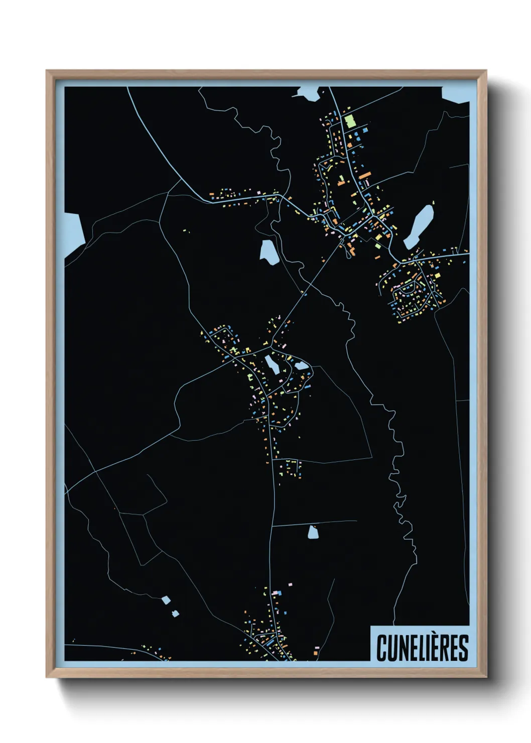 Une affiche de carte sur Cunelières