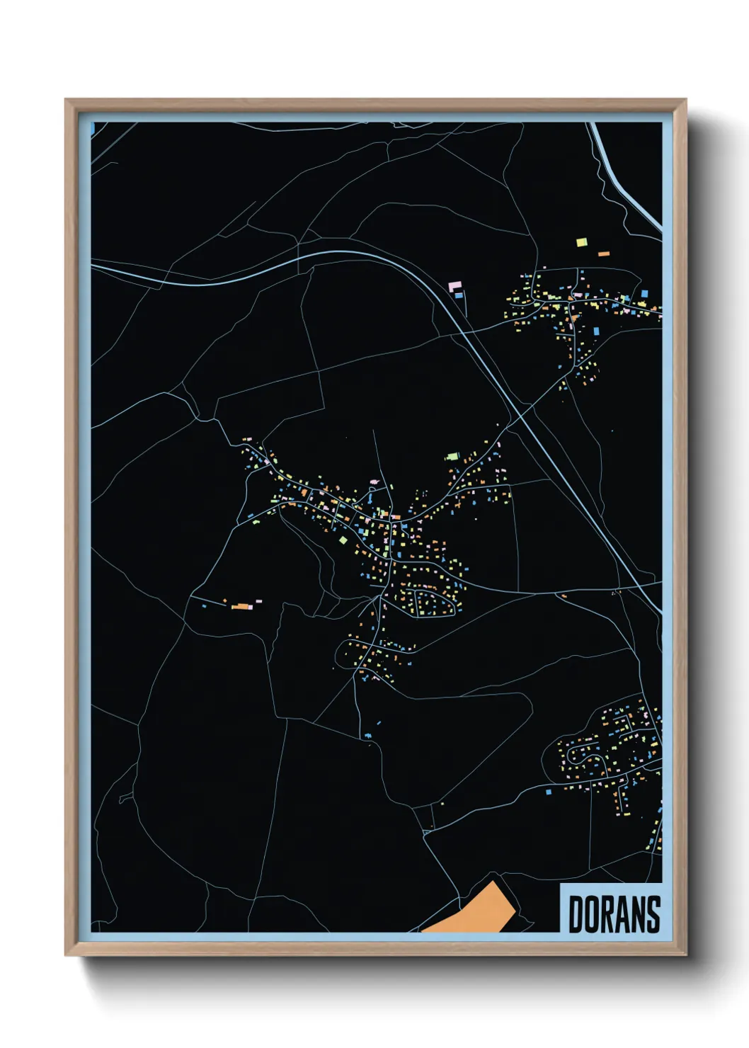 Une affiche de carte sur Dorans