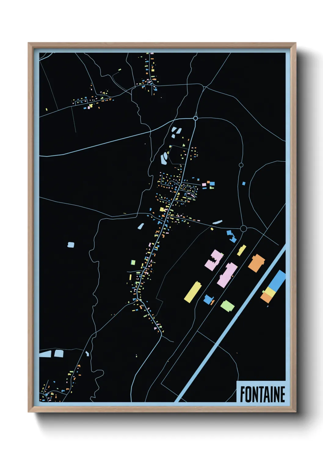 Une affiche de carte sur Fontaine