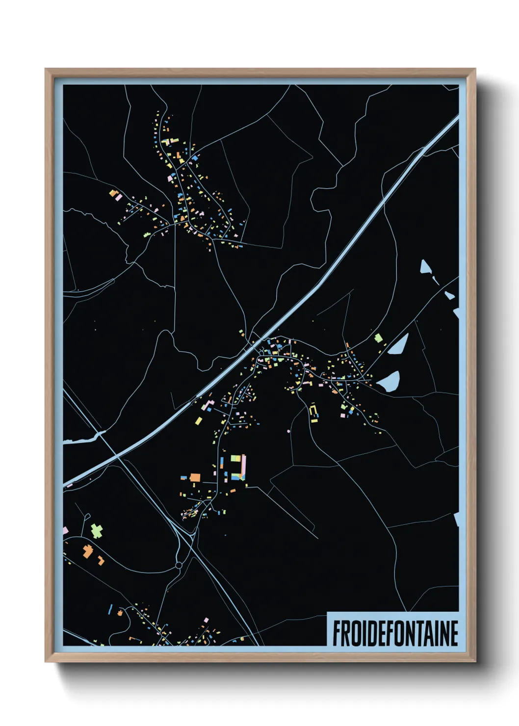 Une affiche de carte sur Froidefontaine