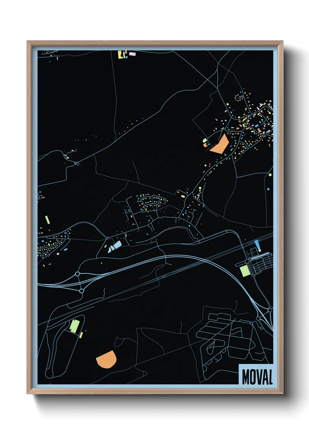 Une affiche de carte sur Moval