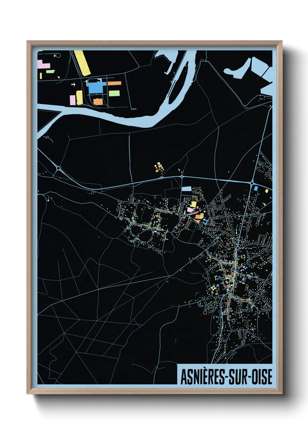 Une affiche de carte sur Asnières-sur-Oise