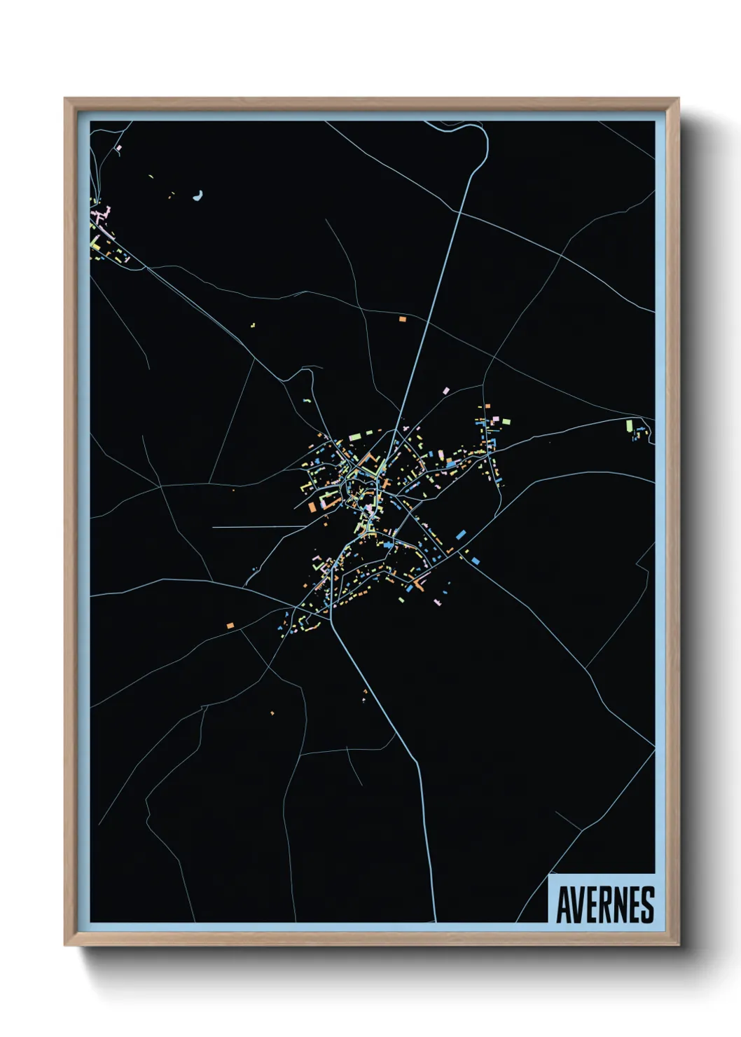 Une affiche de carte sur Avernes