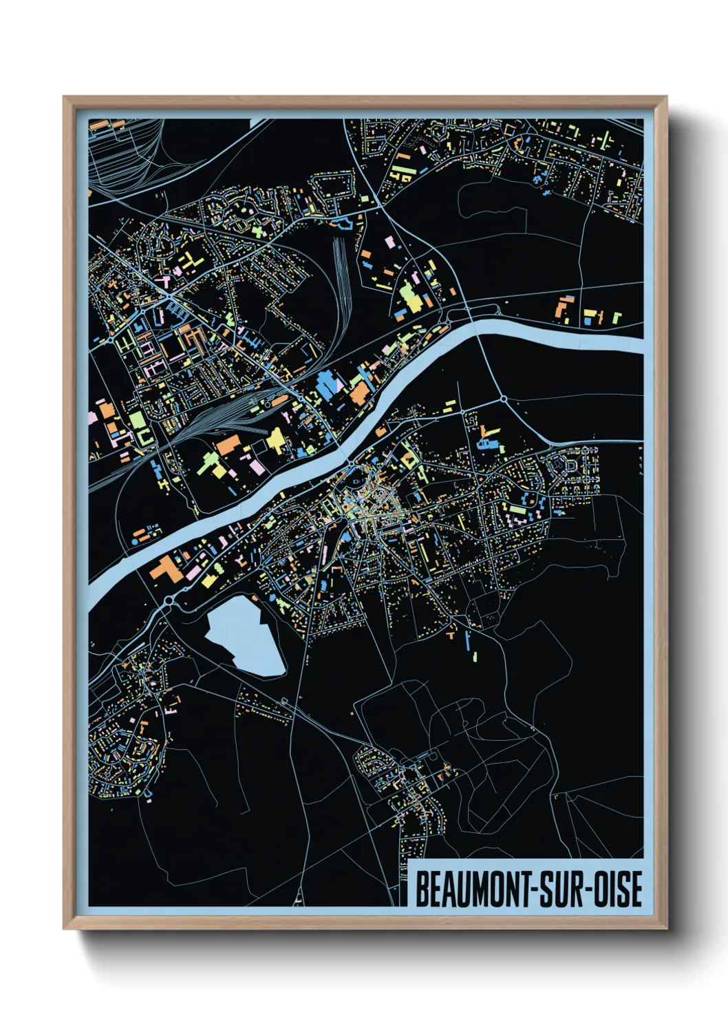 Une affiche de carte sur Beaumont-sur-Oise