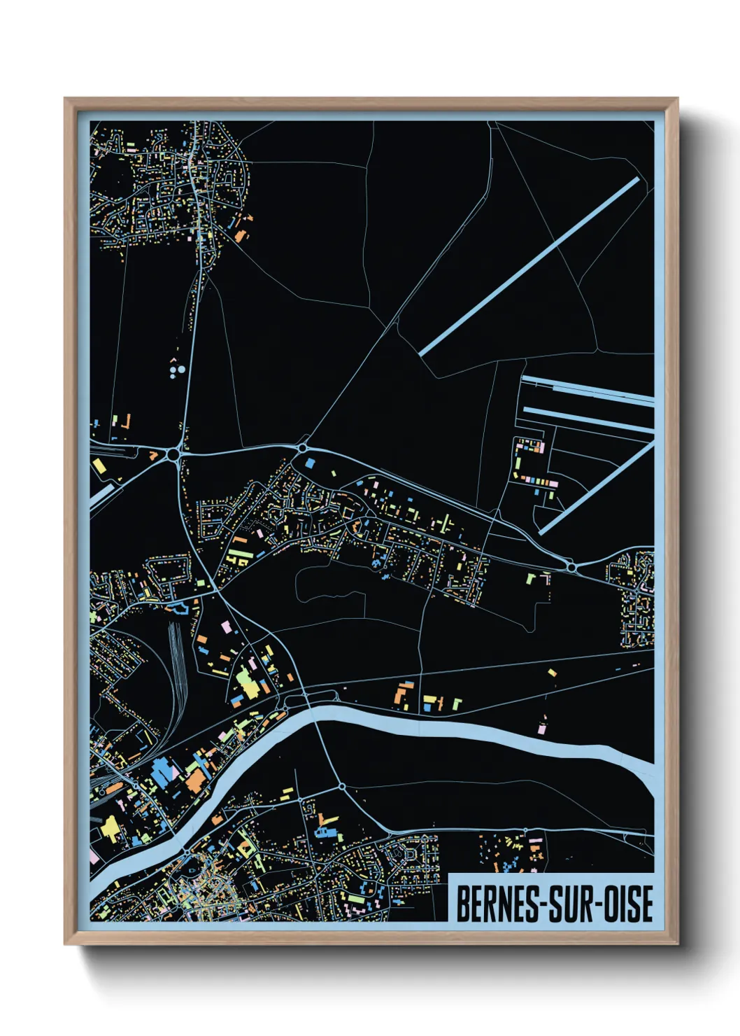 Une affiche de carte sur Bernes-sur-Oise