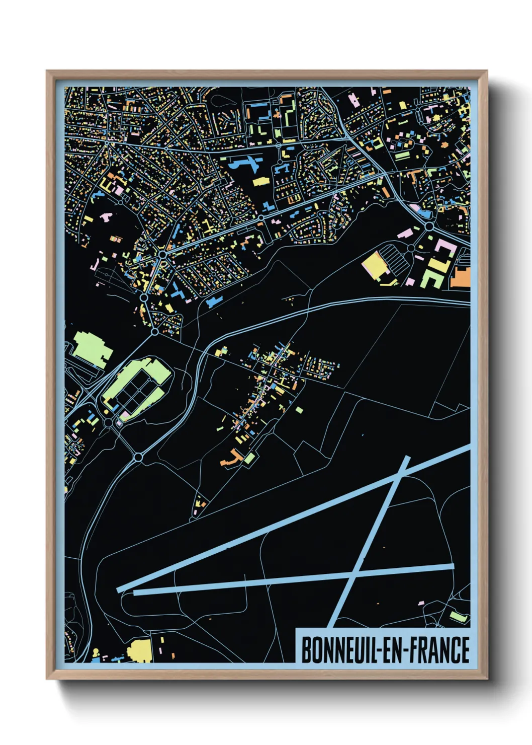 Une affiche de carte sur Bonneuil-en-France