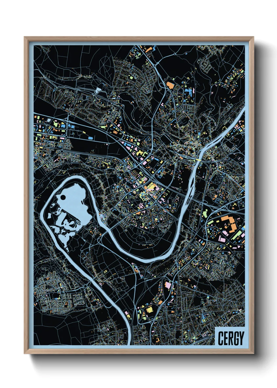 Une affiche de carte sur Cergy