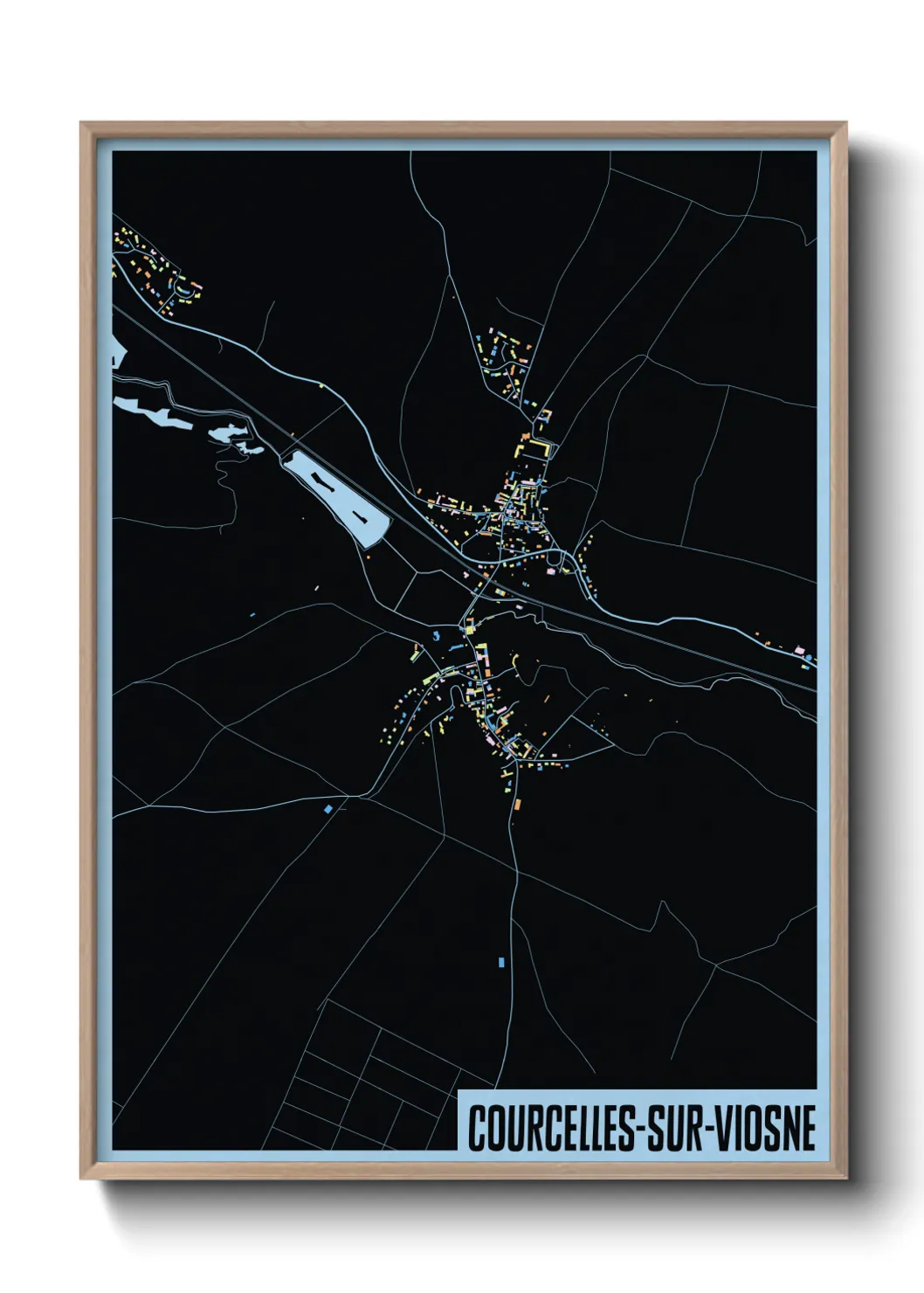 Une affiche de carte sur Courcelles-sur-Viosne