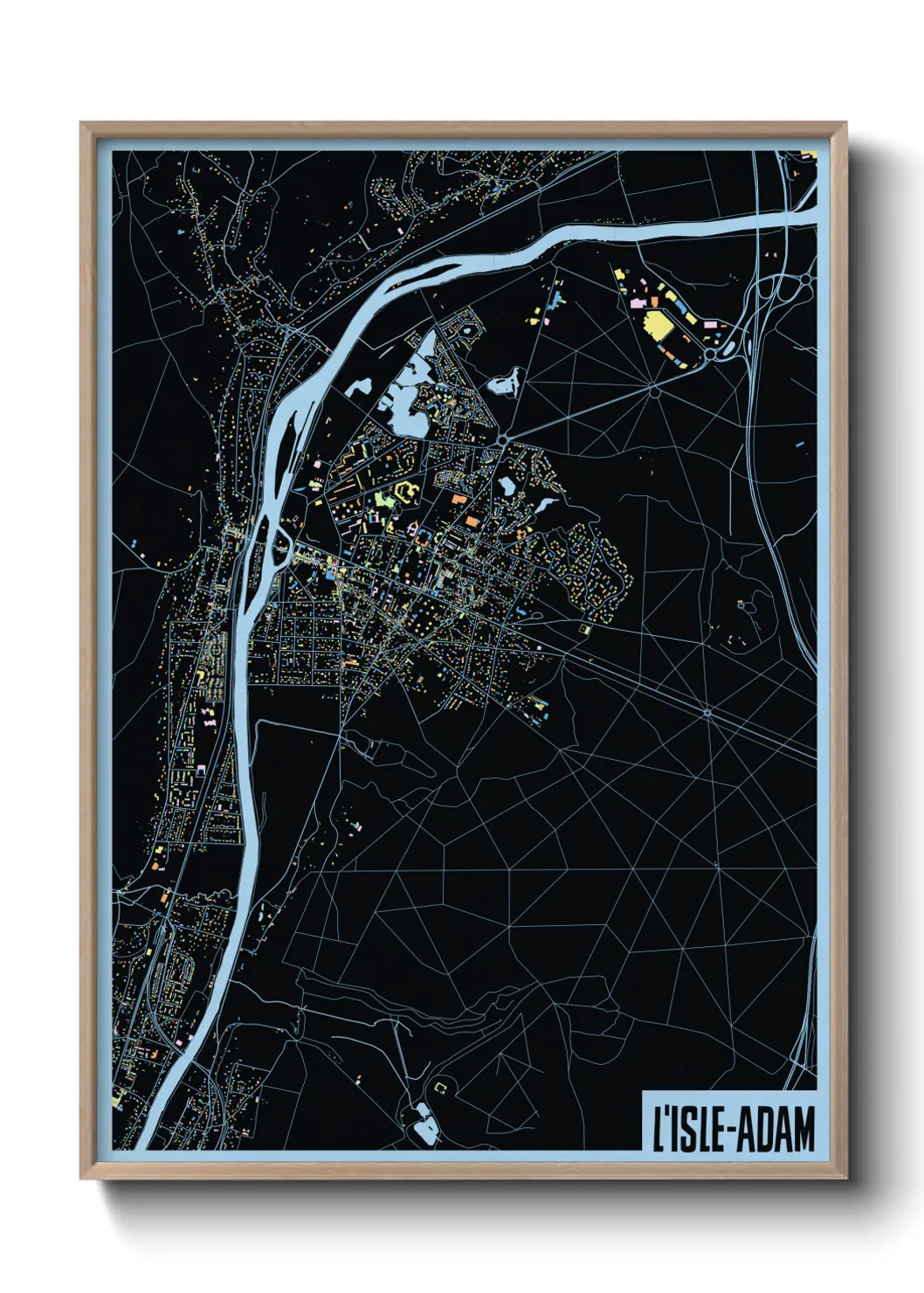 Une affiche de carte sur L'Isle-Adam