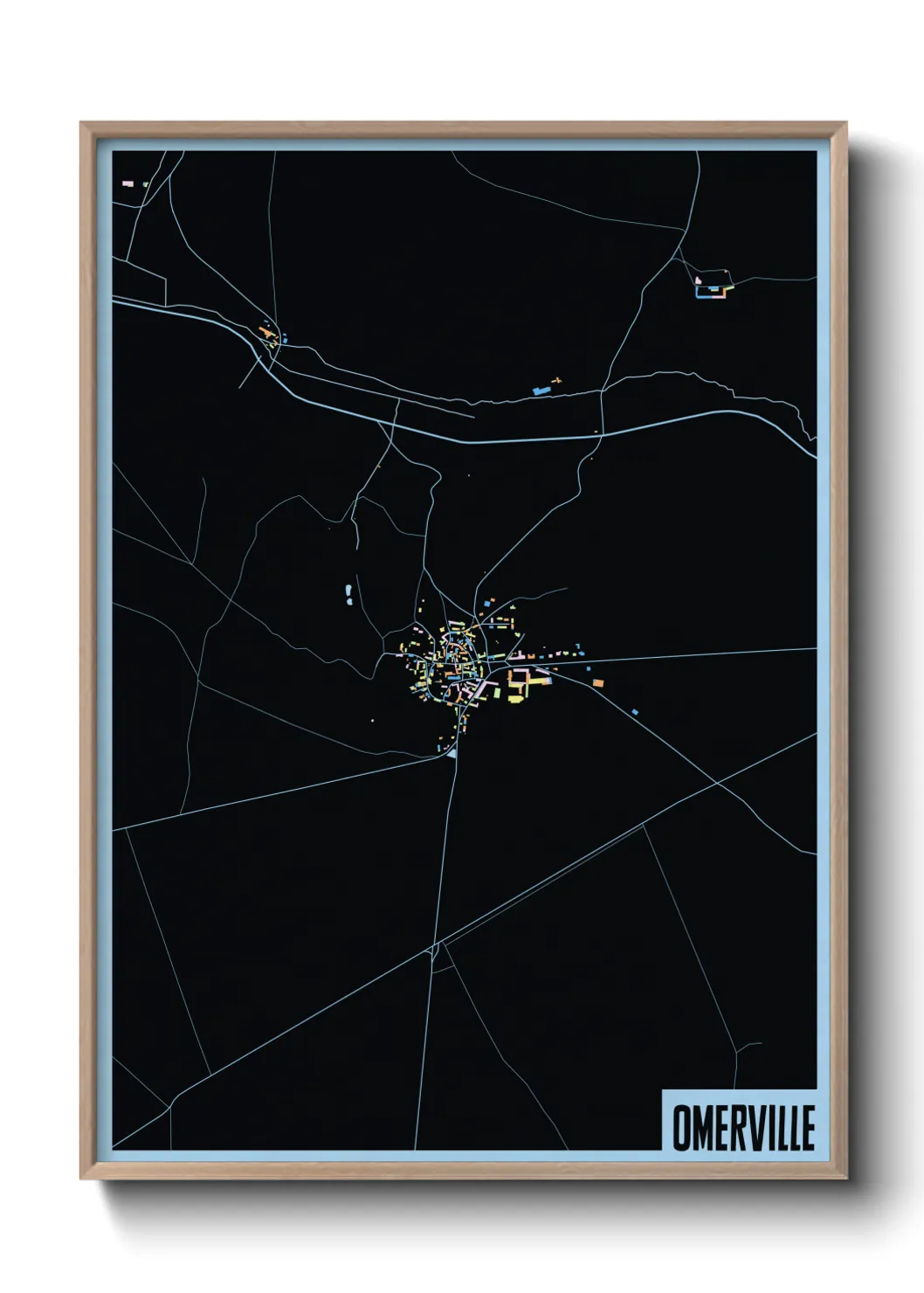 Une affiche de carte sur Omerville