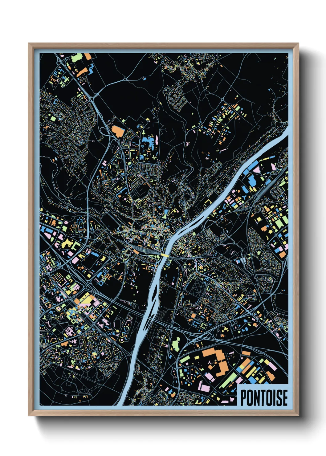 Une affiche de carte sur Pontoise