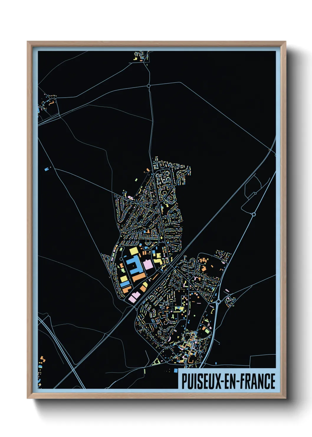 Une affiche de carte sur Puiseux-en-France