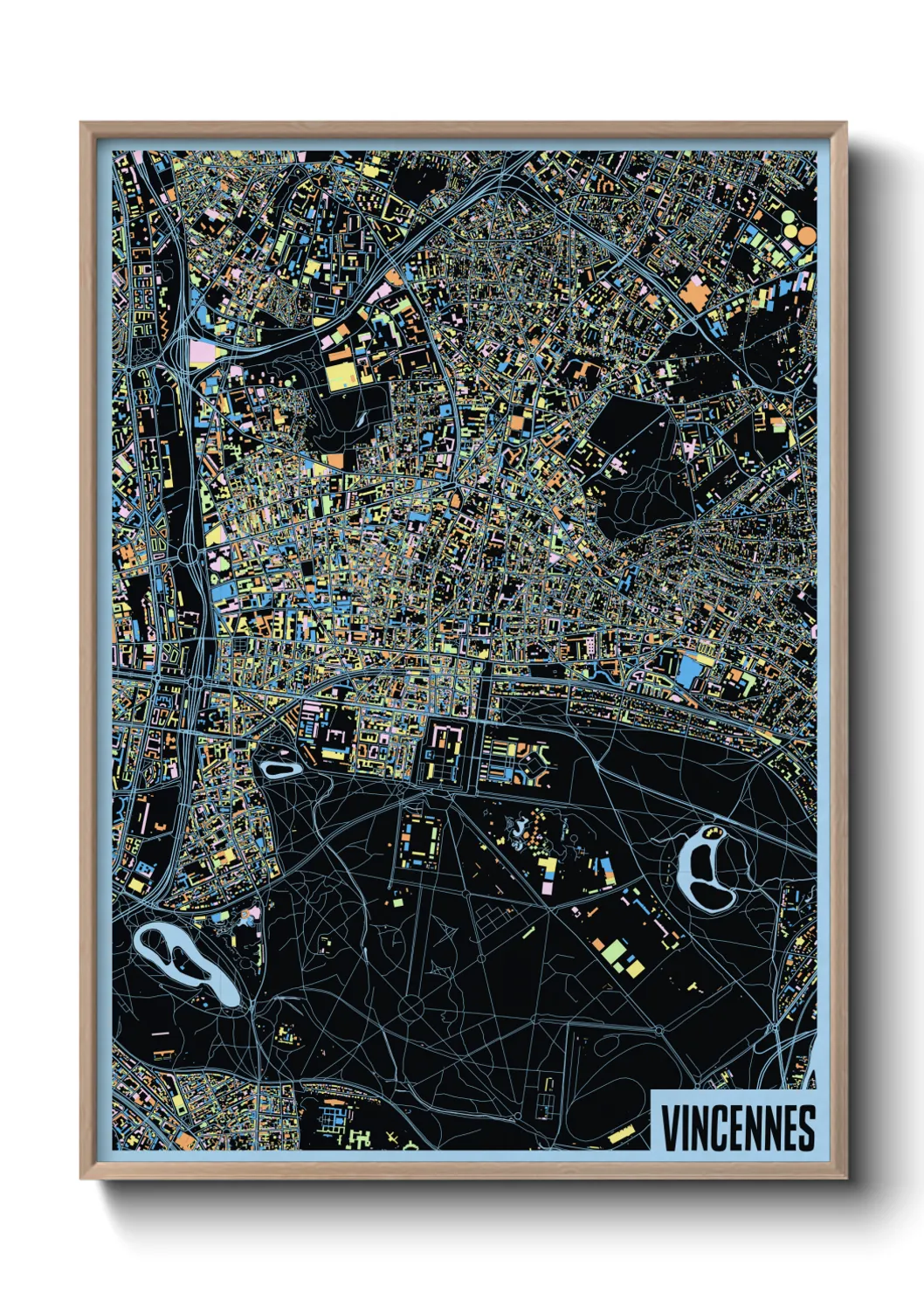 Une affiche de carte sur Vincennes