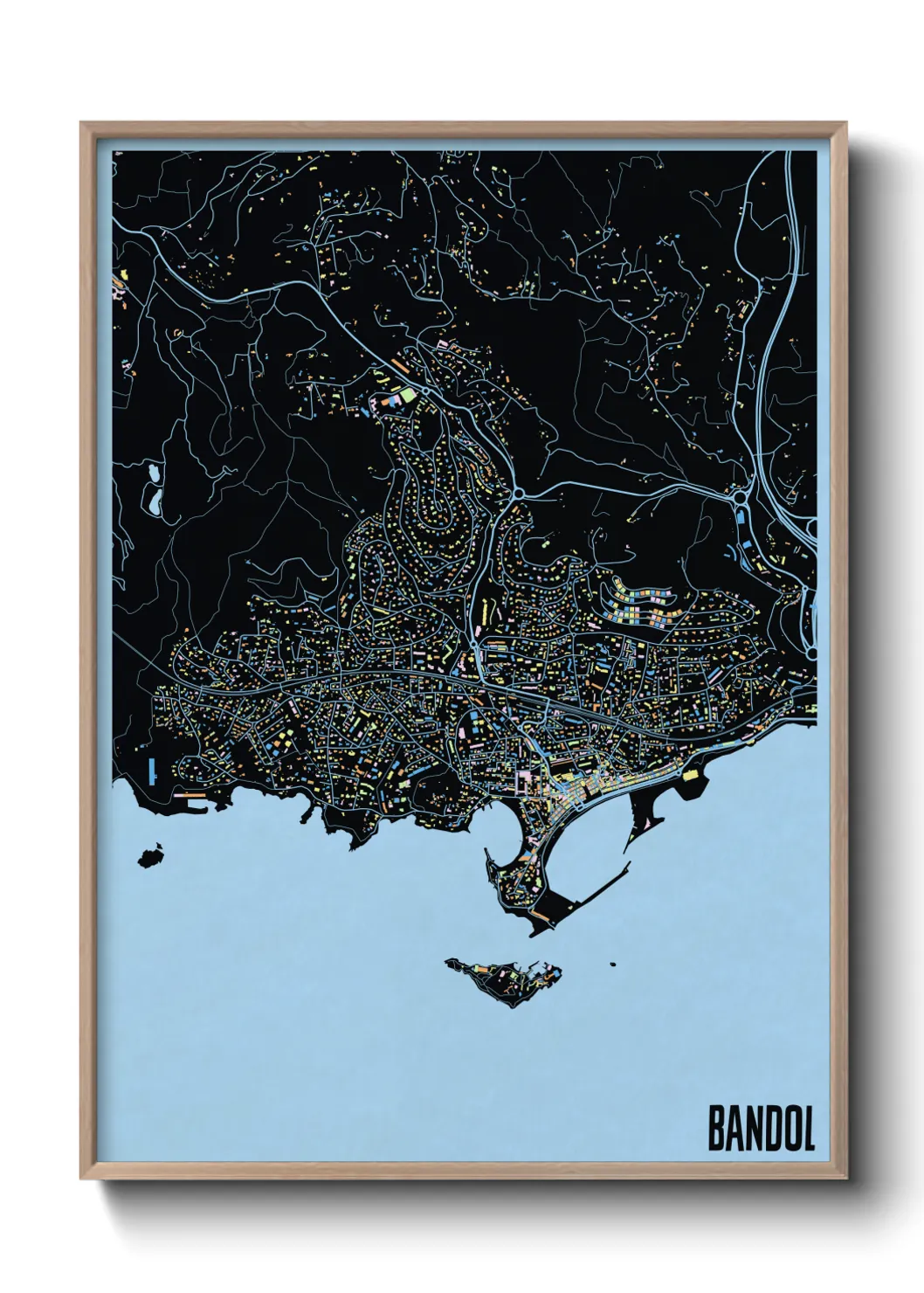 Une affiche de carte sur Bandol