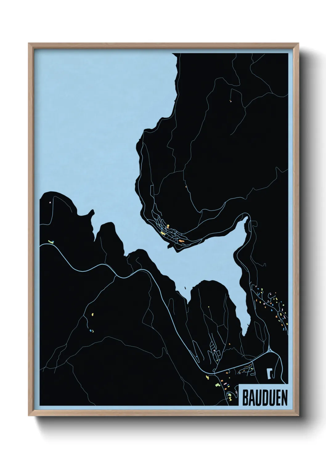 Une affiche de carte sur Bauduen