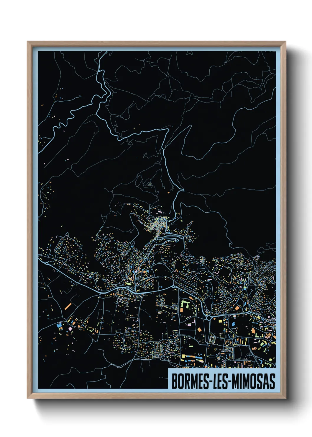 Une affiche de carte sur Bormes-les-Mimosas