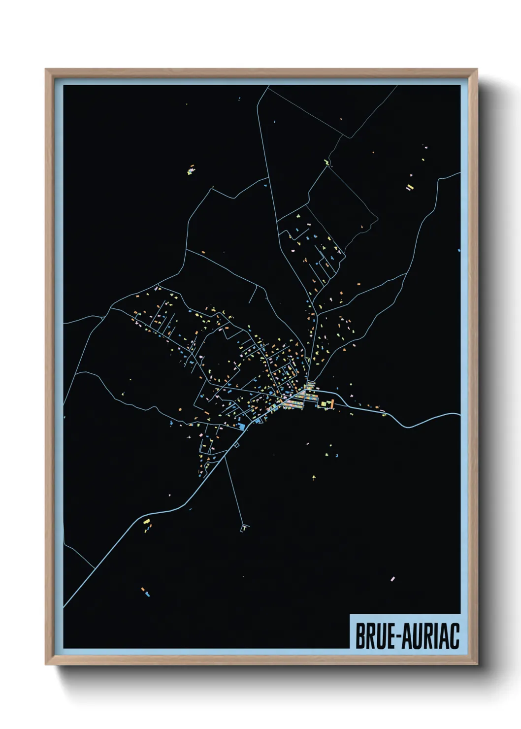 Une affiche de carte sur Brue-Auriac