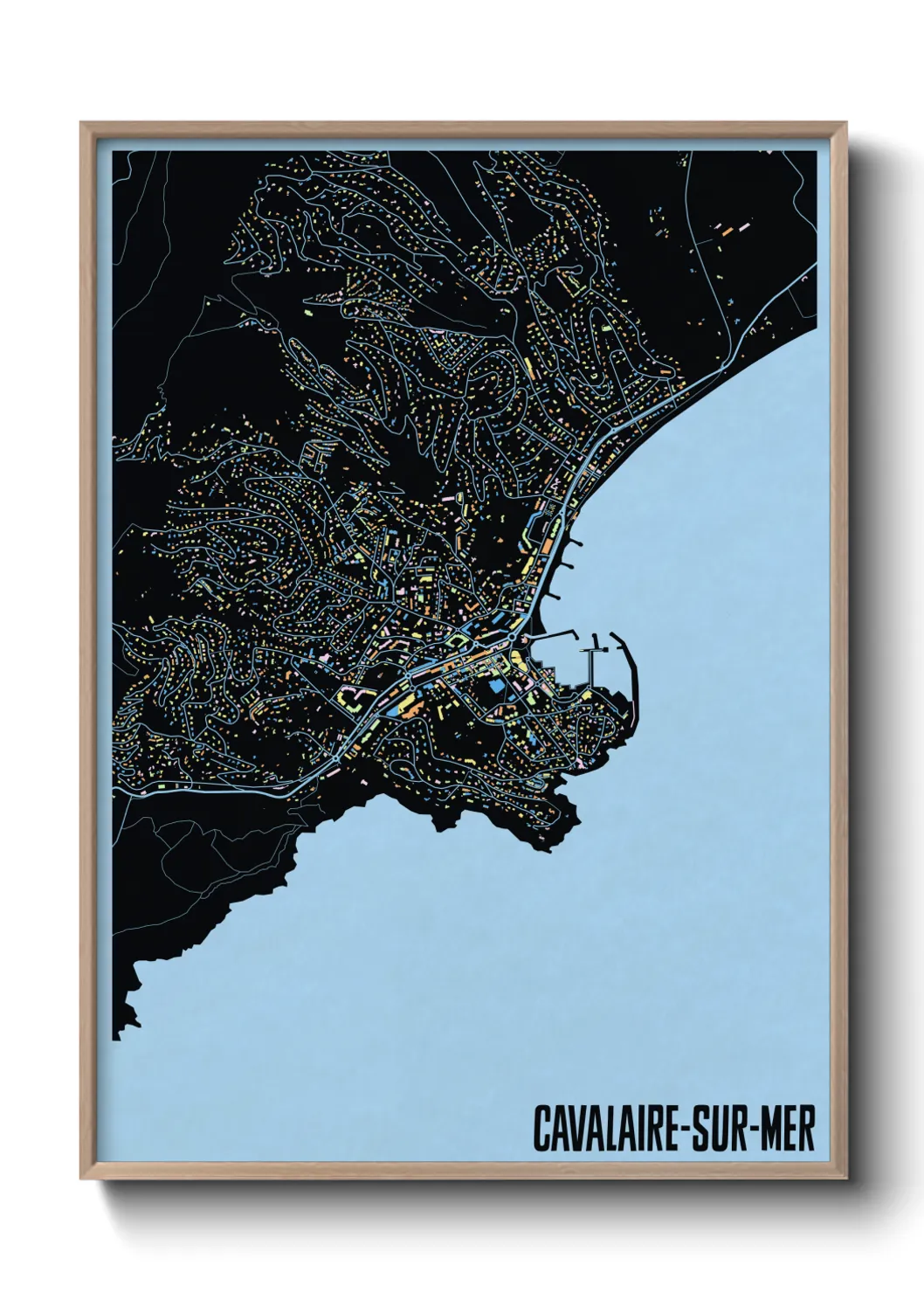 Une affiche de carte sur Cavalaire-sur-Mer