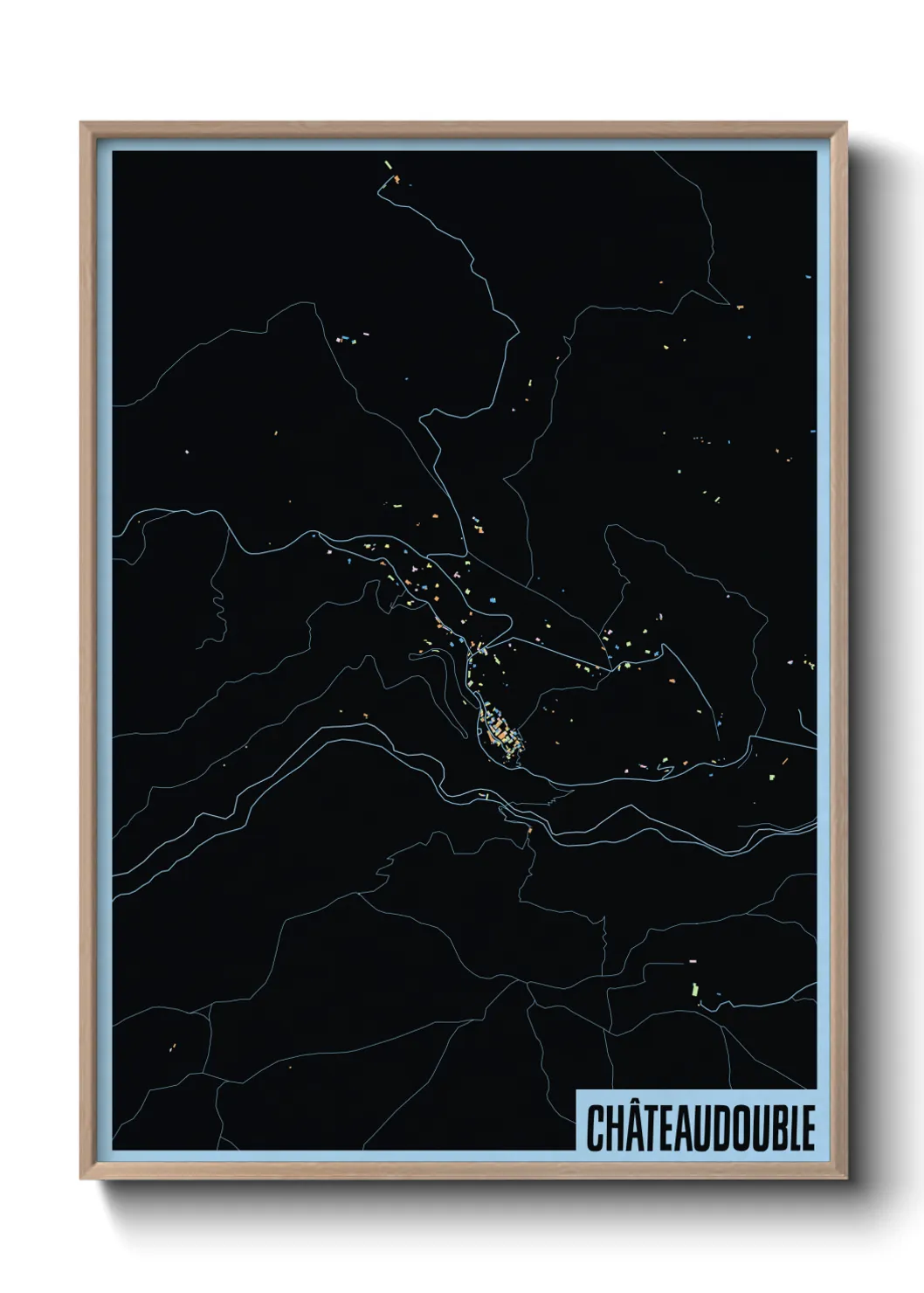 Une affiche de carte sur Châteaudouble