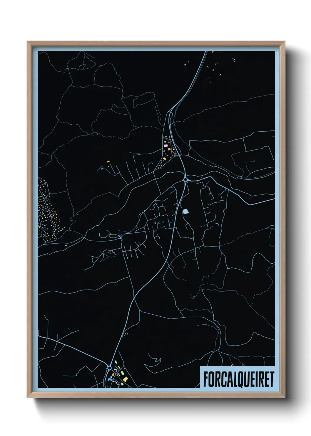 Une affiche de carte sur Forcalqueiret