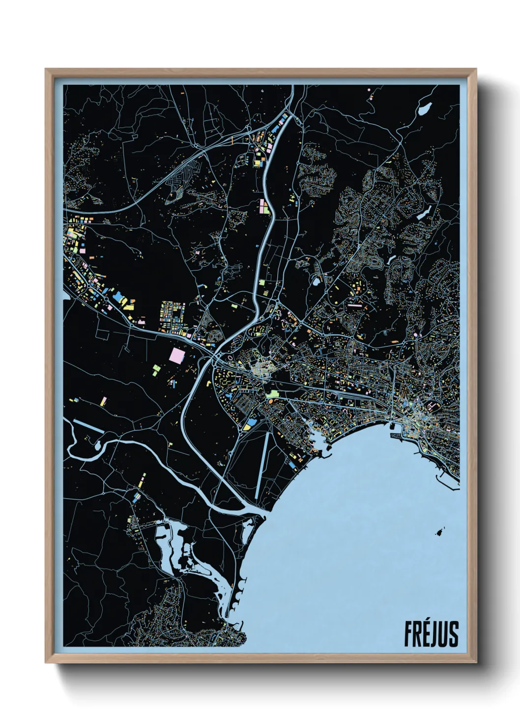 Une affiche de carte sur Fréjus