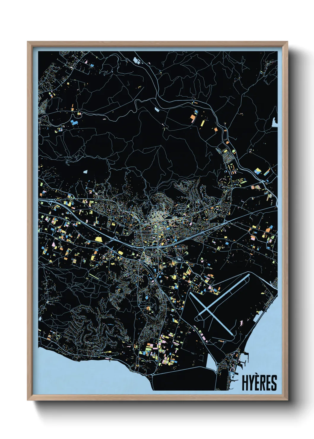 Une affiche de carte sur Hyères