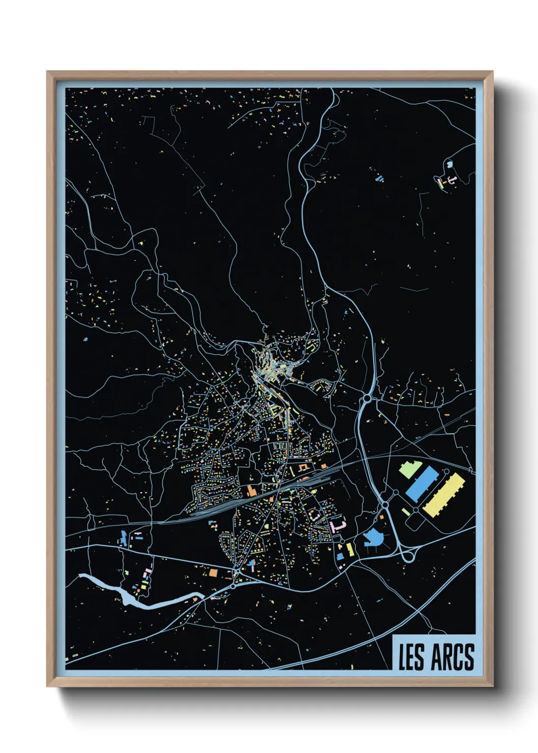 Une affiche de carte sur Les Arcs