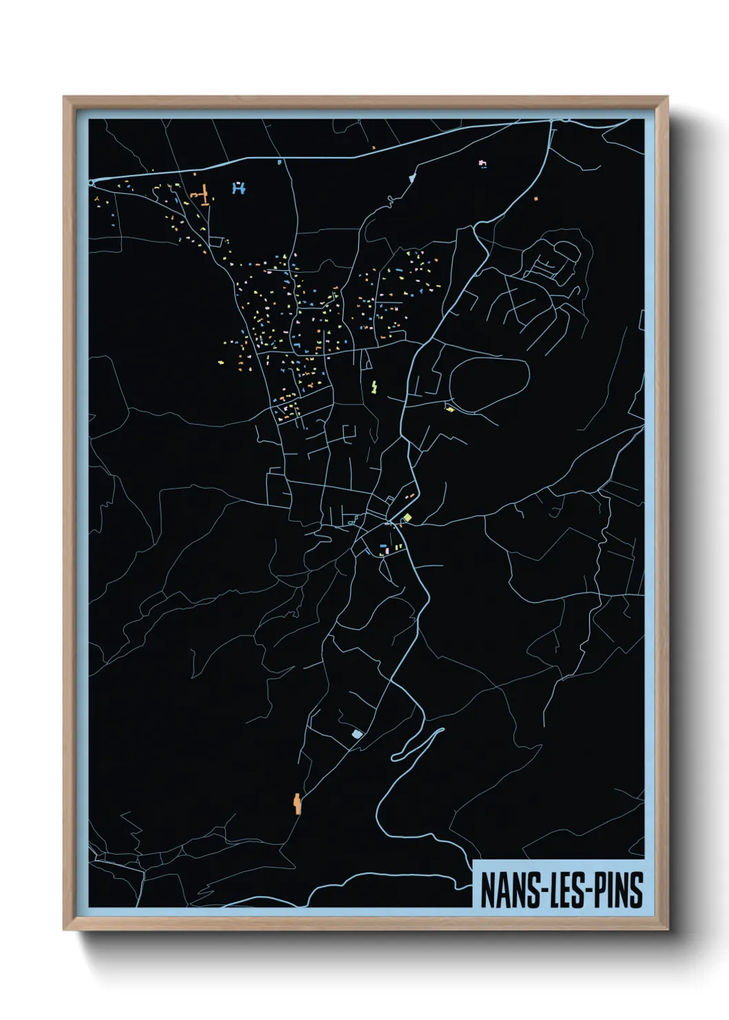 Une affiche de carte sur Nans-les-Pins