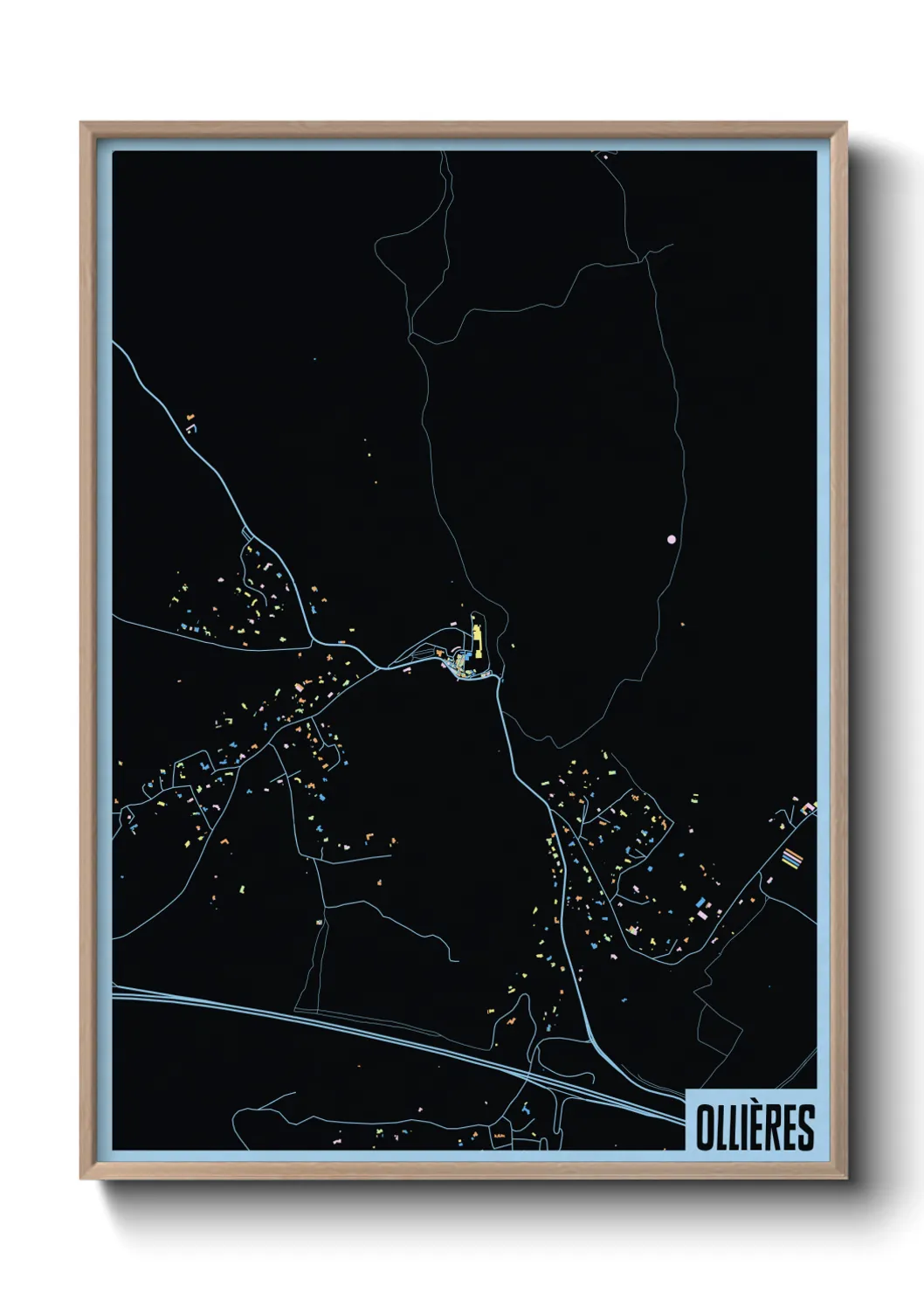 Une affiche de carte sur Ollières