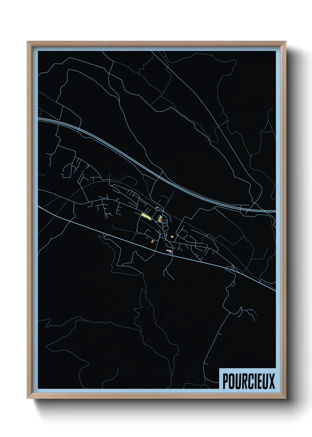 Une affiche de carte sur Pourcieux