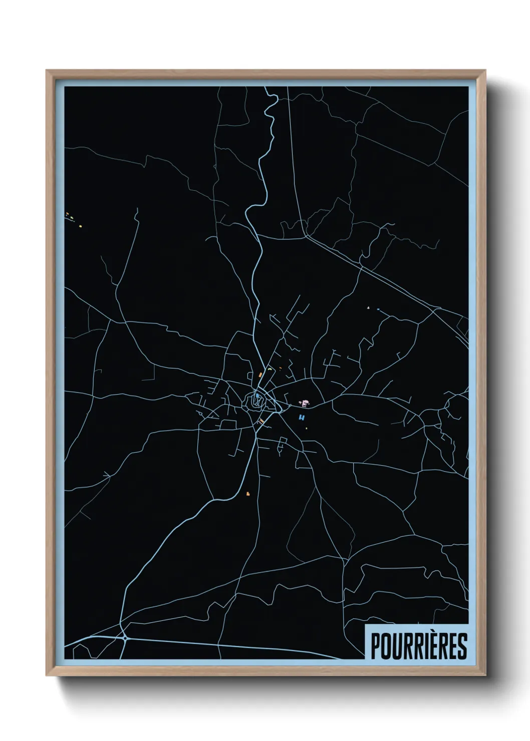 Une affiche de carte sur Pourrières