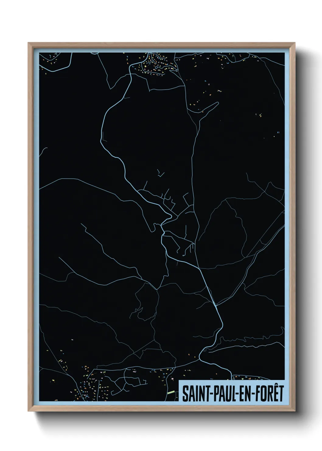 Une affiche de carte sur Saint-Paul-en-Forêt