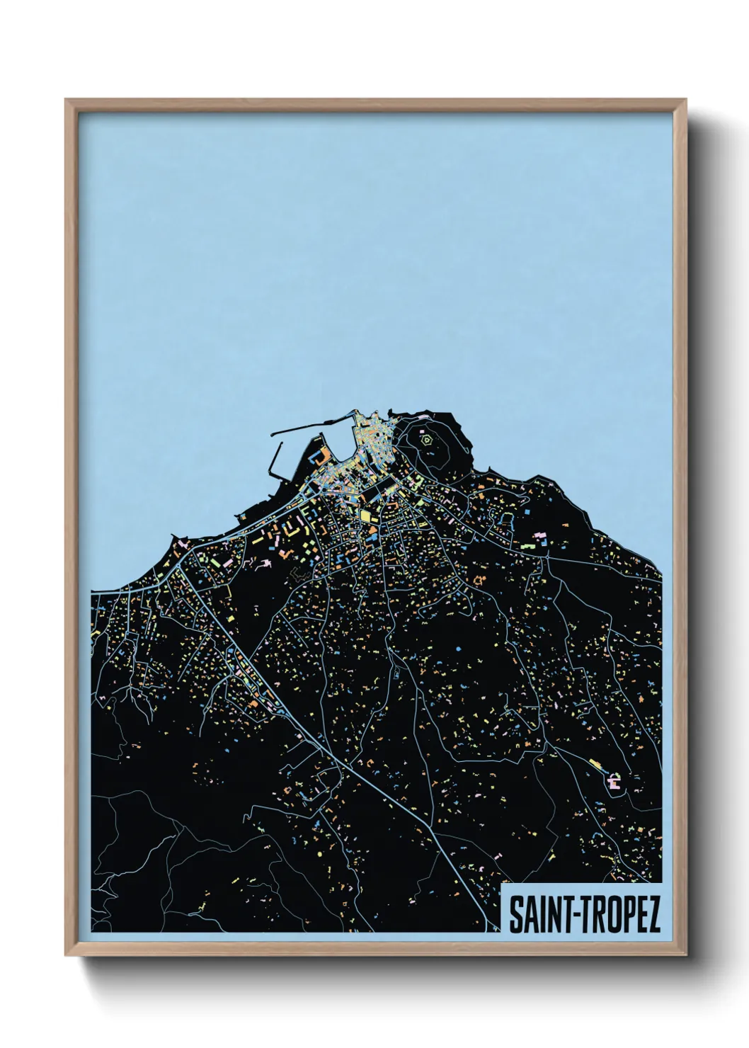 Une affiche de carte sur Saint-Tropez