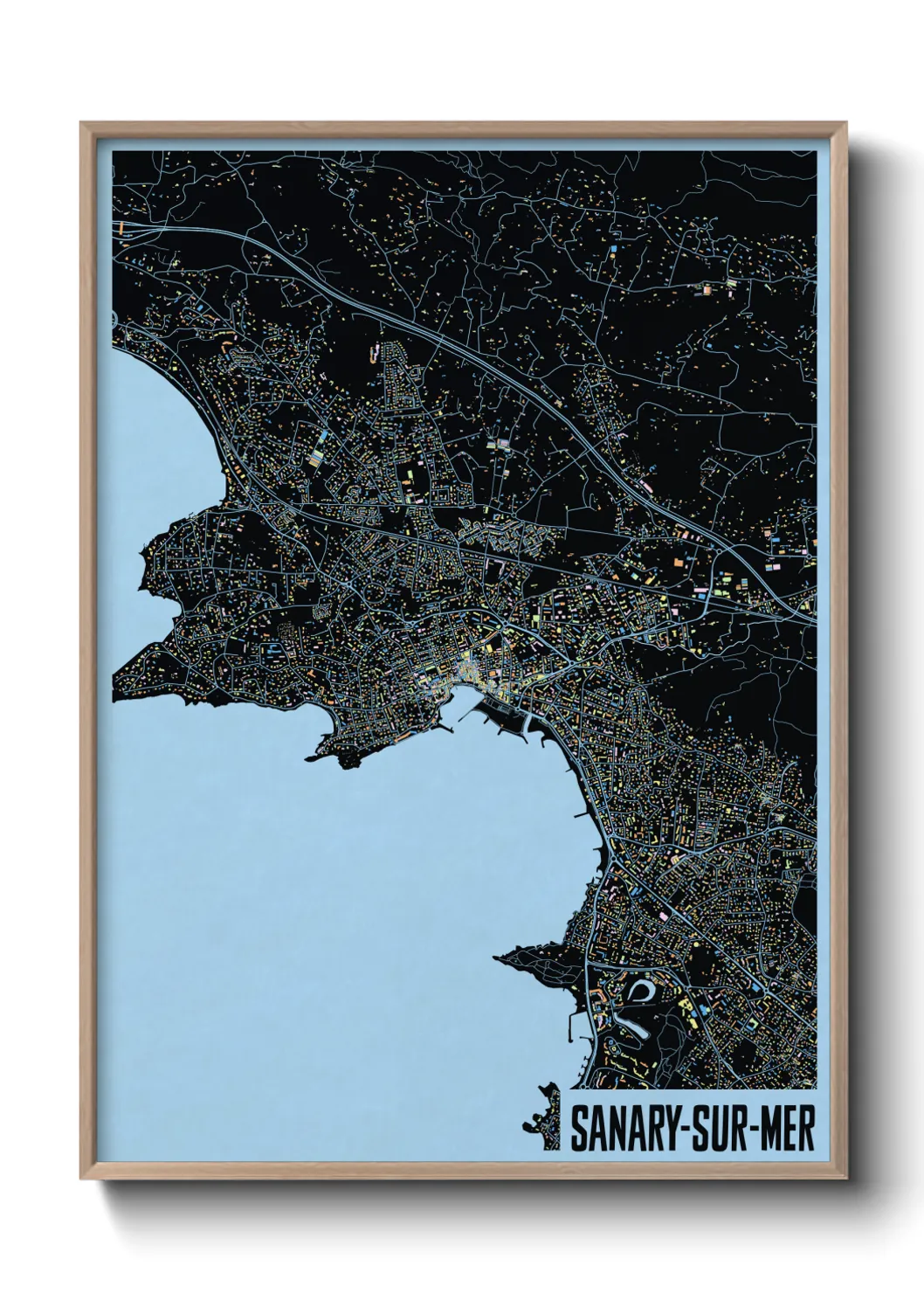 Une affiche de carte sur Sanary-sur-Mer