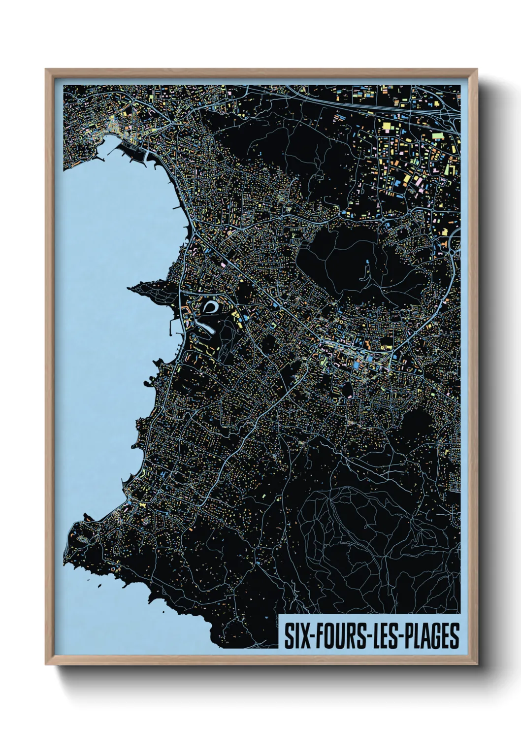 Une affiche de carte sur Six-Fours-les-Plages