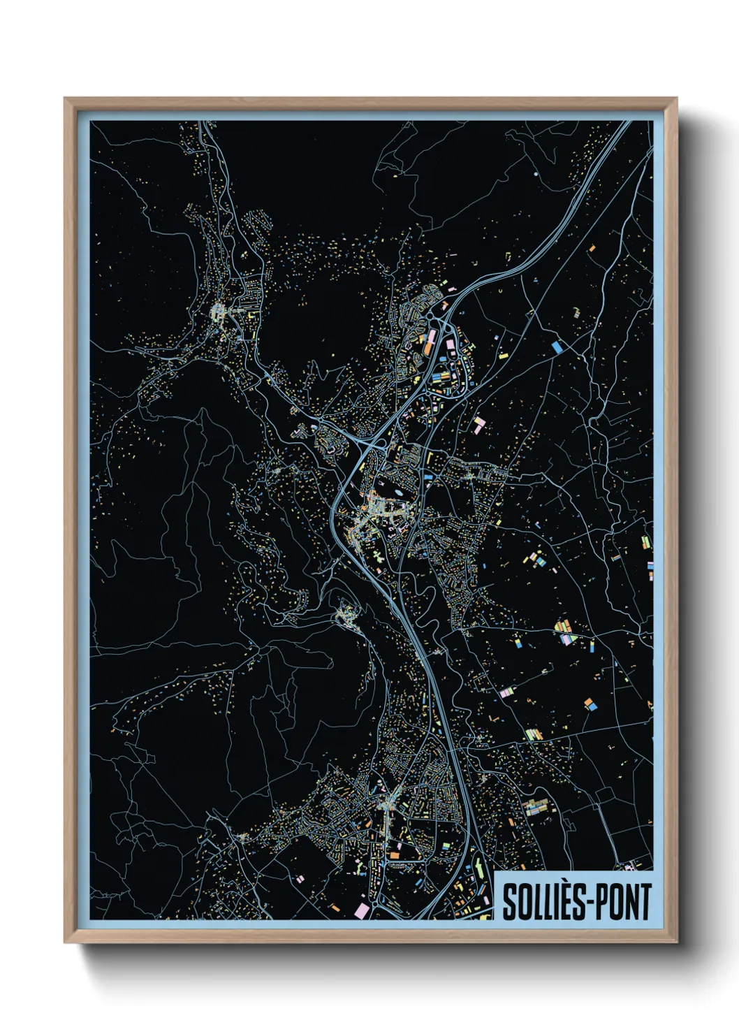 Une affiche de carte sur Solliès-Pont